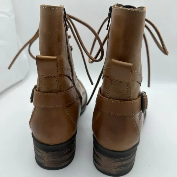 TAOS Crave Lace Up Full Grain Leather Boots Camel Brown Size EU 38 / US 7-7.5