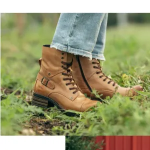 TAOS Crave Lace Up Full Grain Leather Boots Camel Brown Size EU 38 / US 7-7.5