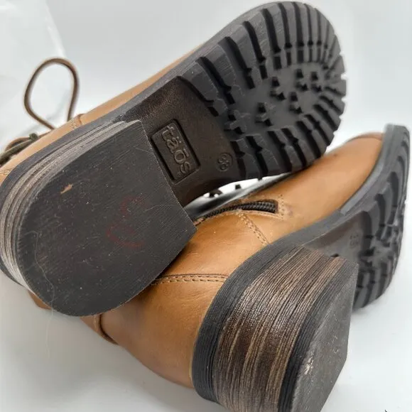 TAOS Crave Lace Up Full Grain Leather Boots Camel Brown Size EU 38 / US 7-7.5