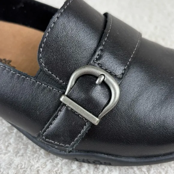 Taos Shoes Womens 8.5 Black Uppity Upp Slip On Leather Comfort Arch Loafers