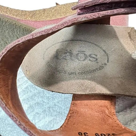 TAÖS Mauve Leather Wedge Sandals. Brass Detail 7
