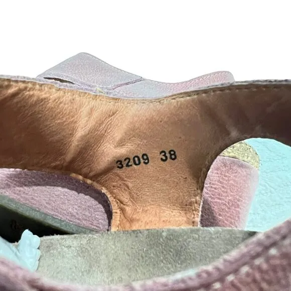 TAÖS Mauve Leather Wedge Sandals. Brass Detail 7