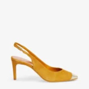 Ted Baker Women's Leather Pointed Toe Slingback Kinnip Sandals Yellow 8 US/38.5