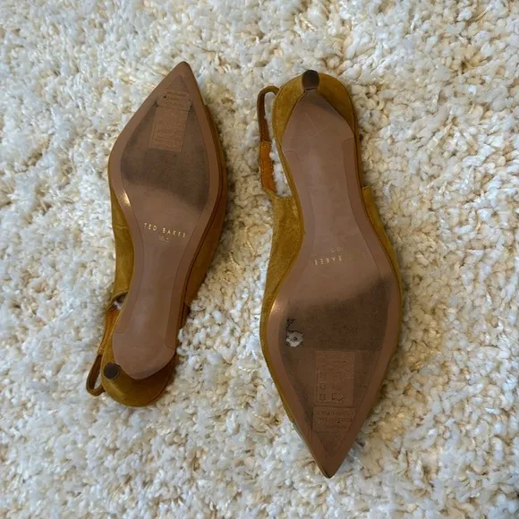 Ted Baker Women's Leather Pointed Toe Slingback Kinnip Sandals Yellow 8 US/38.5