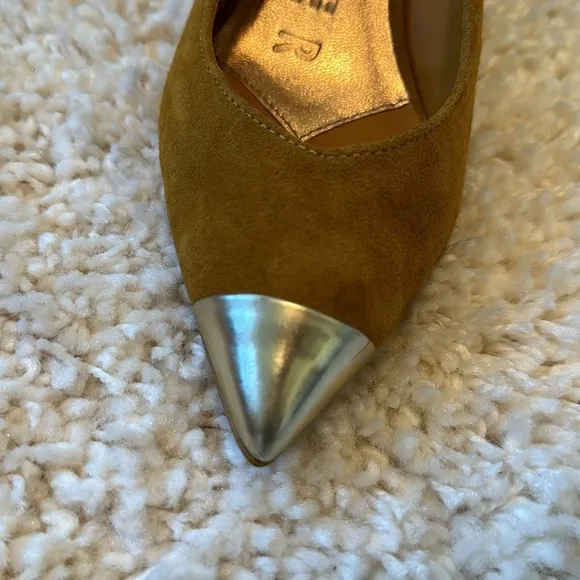Ted Baker Women's Leather Pointed Toe Slingback Kinnip Sandals Yellow 8 US/38.5