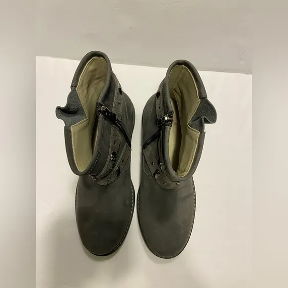 Ten Ten Girls Youth Leather Booties Size EURO 35/US 3.5 Gray Boots Arch Support