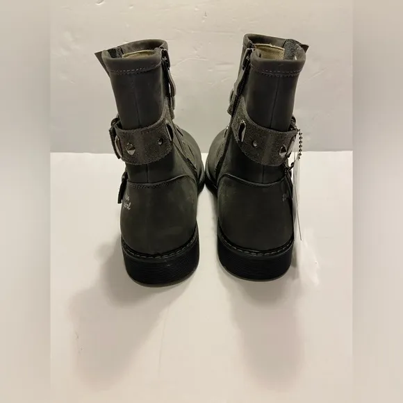 Ten Ten Girls Youth Leather Booties Size EURO 35/US 3.5 Gray Boots Arch Support