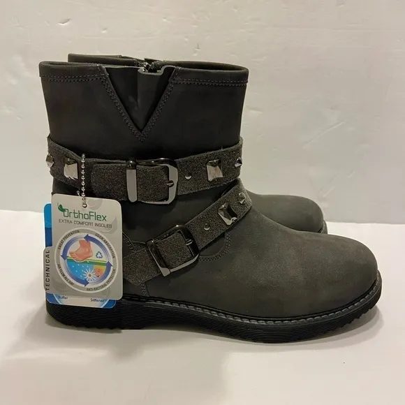 Ten Ten Girls Youth Leather Booties Size EURO 35/US 3.5 Gray Boots Arch Support