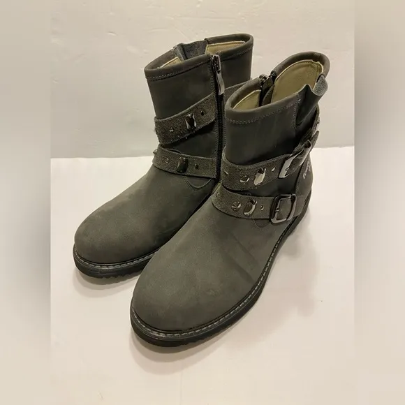 Ten Ten Girls Youth Leather Booties Size EURO 35/US 3.5 Gray Boots Arch Support