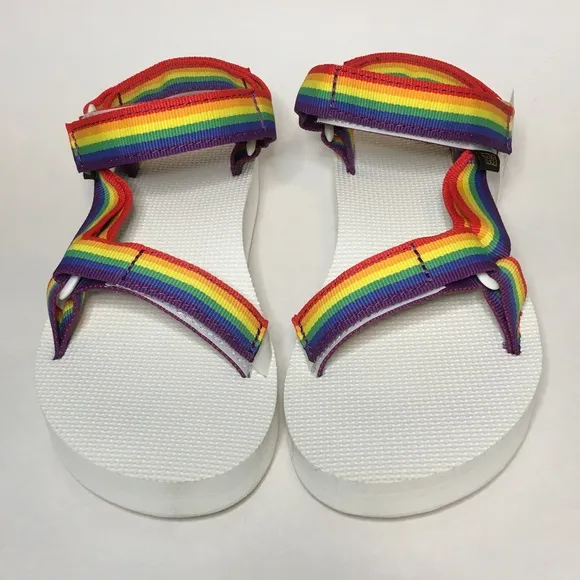 Teva Midform Universal Sandal, Pride Rainbow White, NIB, Women's 7