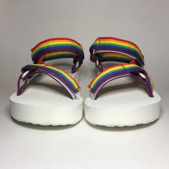 Teva Midform Universal Sandal, Pride Rainbow White, NIB, Women's 7
