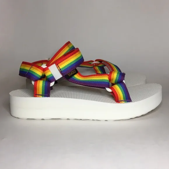 Teva Midform Universal Sandal, Pride Rainbow White, NIB, Women's 7