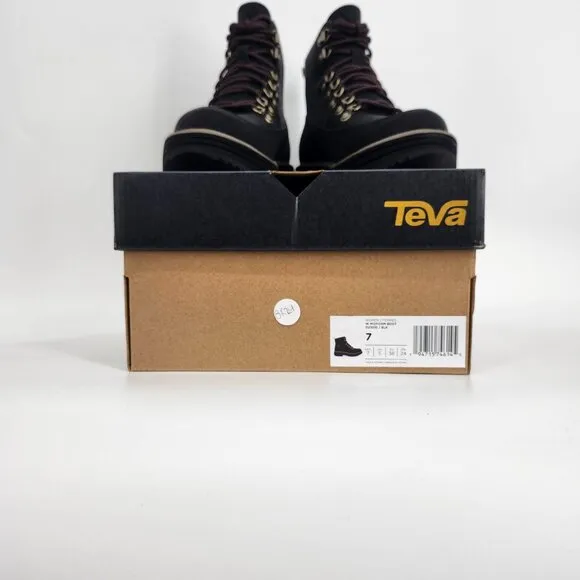 Teva Women's Midform Leather MAX-COMF Memory Foam Lace-Up Boots Black Size 7 NWB