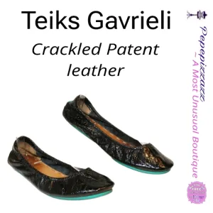 Tieks by Gavrieli 5 Black Patent Leather Ballet Flats Shoes Comfort!!