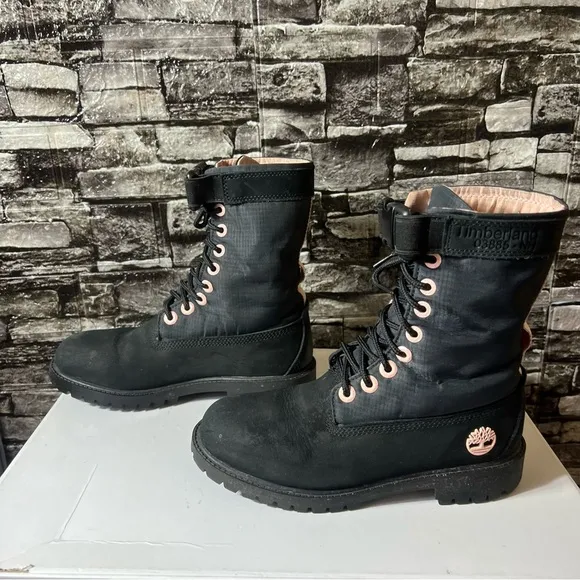 Timberland 6-Inch Gaiter Boots Big Kids' Black &amp; Pink