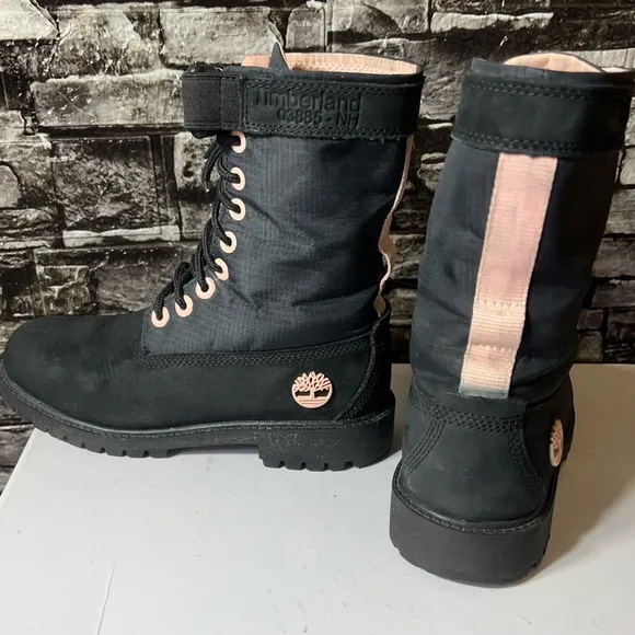 Timberland 6-Inch Gaiter Boots Big Kids' Black &amp; Pink
