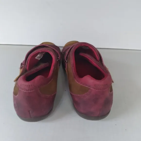Timberland Brown &amp;‎ Burgundy Leather Comfort Strappy Flats Casual Walking Shoes