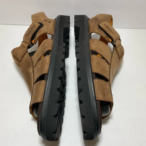 TIMBERLAND Brown Leather Open Toe Buckle Fisherman Men's  Sandals Size 13