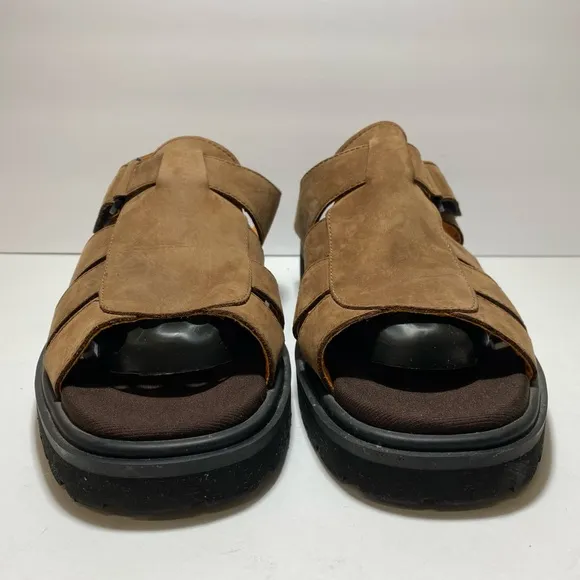 TIMBERLAND Brown Leather Open Toe Buckle Fisherman Men's  Sandals Size 13