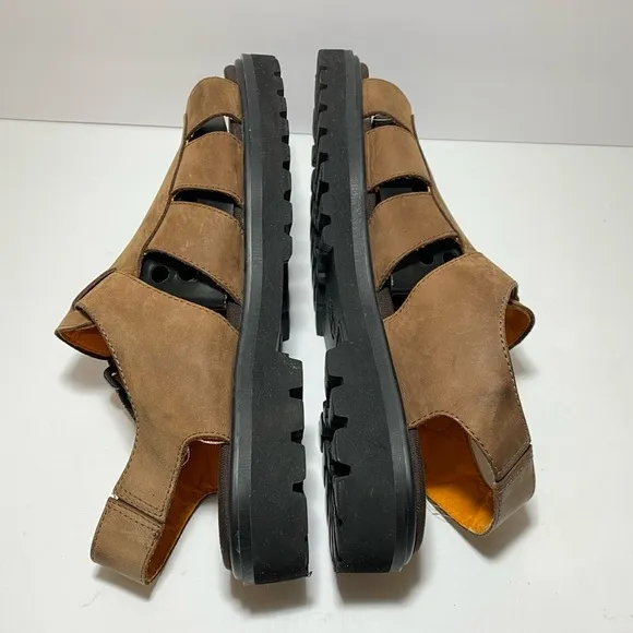 TIMBERLAND Brown Leather Open Toe Buckle Fisherman Men's  Sandals Size 13
