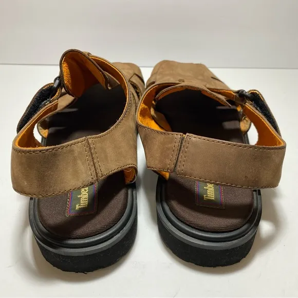 TIMBERLAND Brown Leather Open Toe Buckle Fisherman Men's  Sandals Size 13