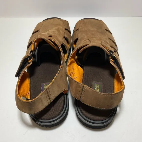 TIMBERLAND Brown Leather Open Toe Buckle Fisherman Men's  Sandals Size 13