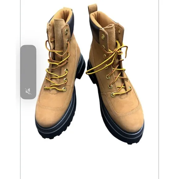 Timberland Sky Women's Inch Lace up Combat Platform Leather Boot Wheat Sz 8 New