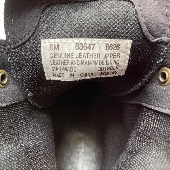 Timberland Tassel Black Leather Combat High Heel Boots 6