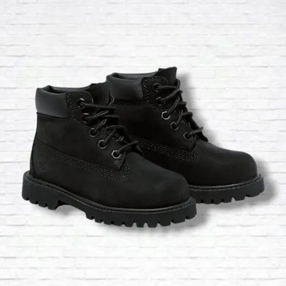 Timberland Toddler Black Leather Premium 6-Inch Waterproof Boots Size 9T