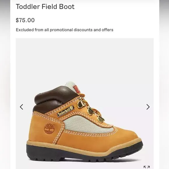 Timberland toddler Field boots in wheat nubuck size 8.5 Classic Trendy