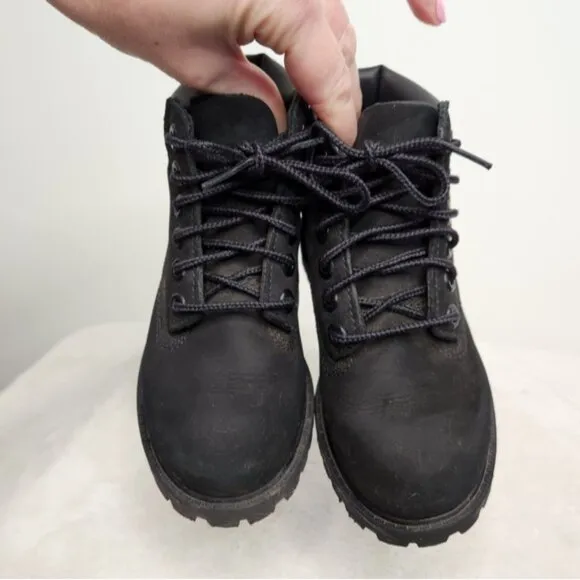 Timberland Unisex Toddler Black Leather Premium 6-Inch Waterproof Boots Size 9T