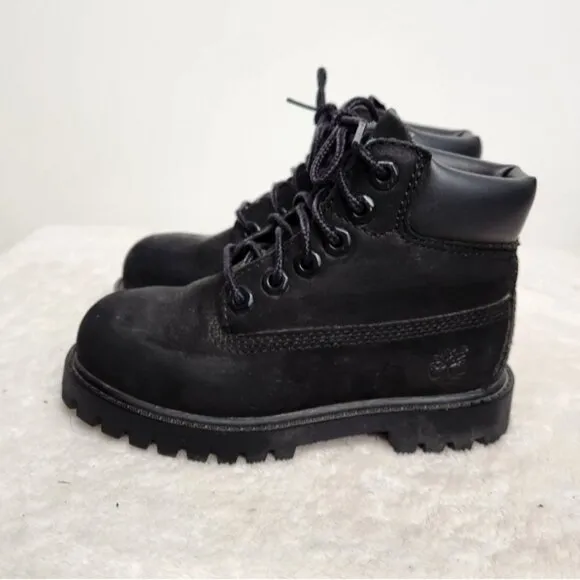 Timberland Unisex Toddler Black Leather Premium 6-Inch Waterproof Boots Size 9T