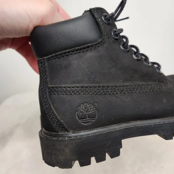 Timberland Unisex Toddler Black Leather Premium 6-Inch Waterproof Boots Size 9T