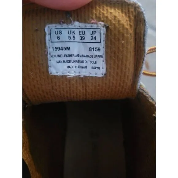 Timberland Youth Field Boot Leather Tan Brown Size 6