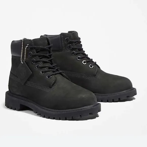 Timberland Youth Premium 6-Inch Sz 4 Waterproof Black Boot