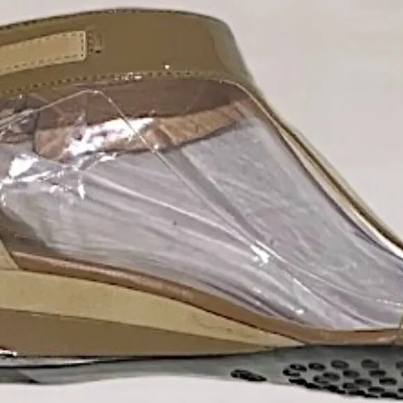 Tod's Patent Leather and Suede Open toe Wedge Sandals Taupe Size 38.5 (8.5)