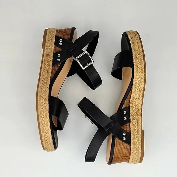 Tommy Bahama Jona Wedge Sandals Black Size 9