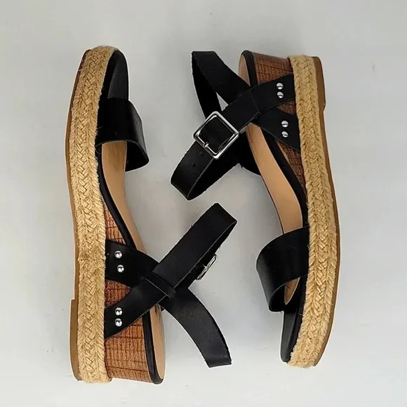 Tommy Bahama Jona Wedge Sandals Black Size 9