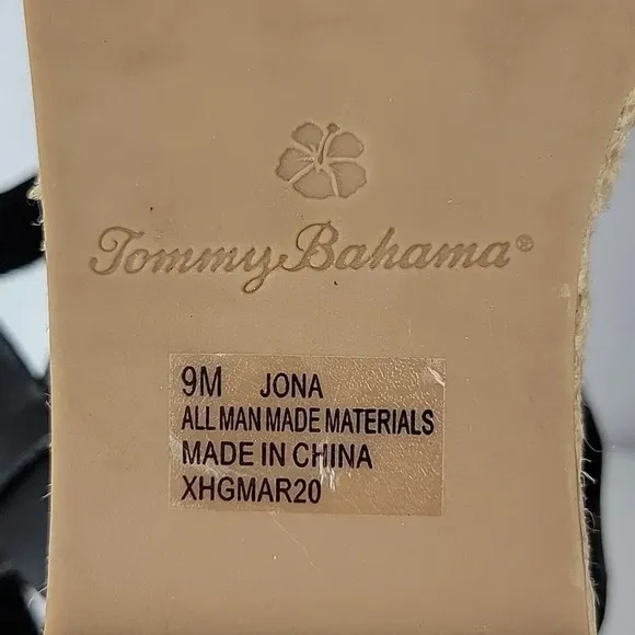 Tommy Bahama Jona Wedge Sandals Black Size 9
