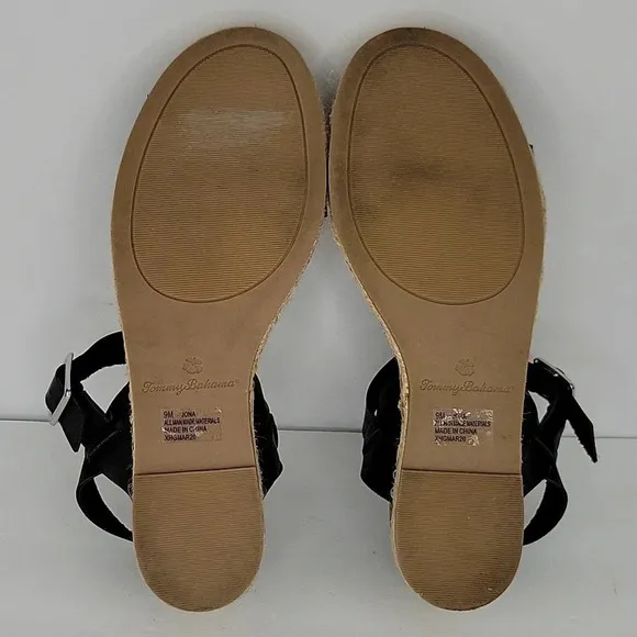 Tommy Bahama Jona Wedge Sandals Black Size 9