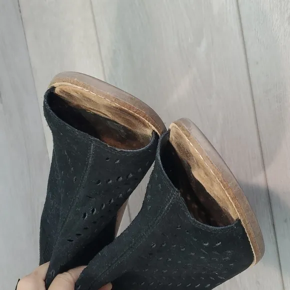 Toms Women Majorka Desert Peep Toe  Ankle Suede Heels Shoes sandals sz 10