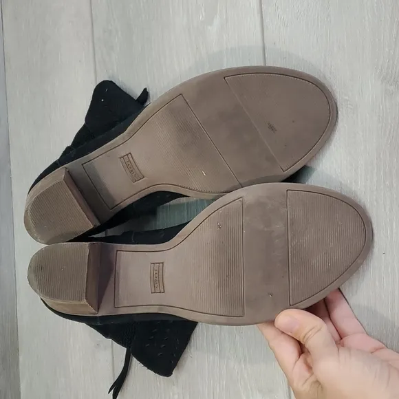 Toms Women Majorka Desert Peep Toe  Ankle Suede Heels Shoes sandals sz 10