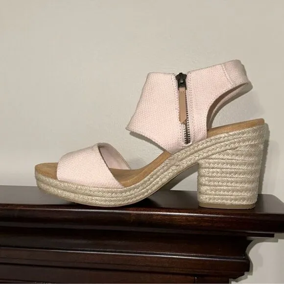 TOMS 11/42.5 Majorca Dusty Peach Platform City Espadrille Heel Zip Sandals