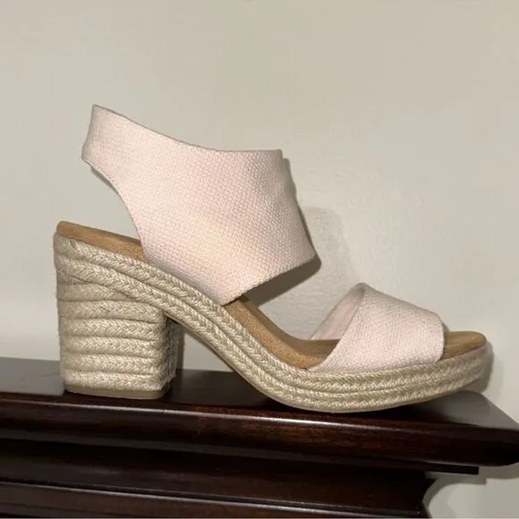 TOMS 11/42.5 Majorca Dusty Peach Platform City Espadrille Heel Zip Sandals