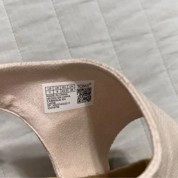 TOMS 11/42.5 Majorca Dusty Peach Platform City Espadrille Heel Zip Sandals
