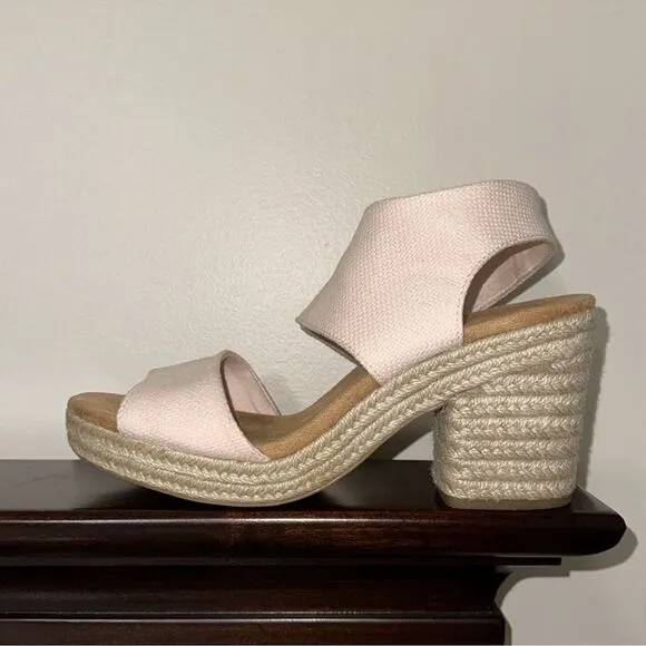 TOMS 11/42.5 Majorca Dusty Peach Platform City Espadrille Heel Zip Sandals