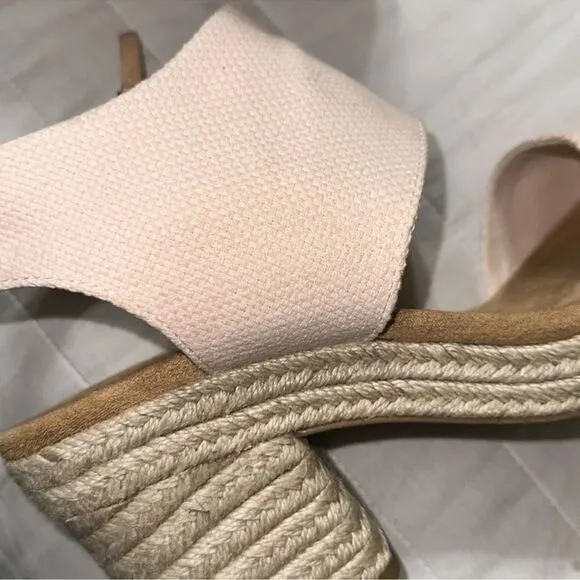 TOMS 11/42.5 Majorca Dusty Peach Platform City Espadrille Heel Zip Sandals