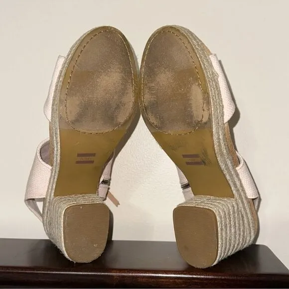 TOMS 11/42.5 Majorca Dusty Peach Platform City Espadrille Heel Zip Sandals