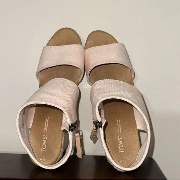 TOMS 11/42.5 Majorca Dusty Peach Platform City Espadrille Heel Zip Sandals