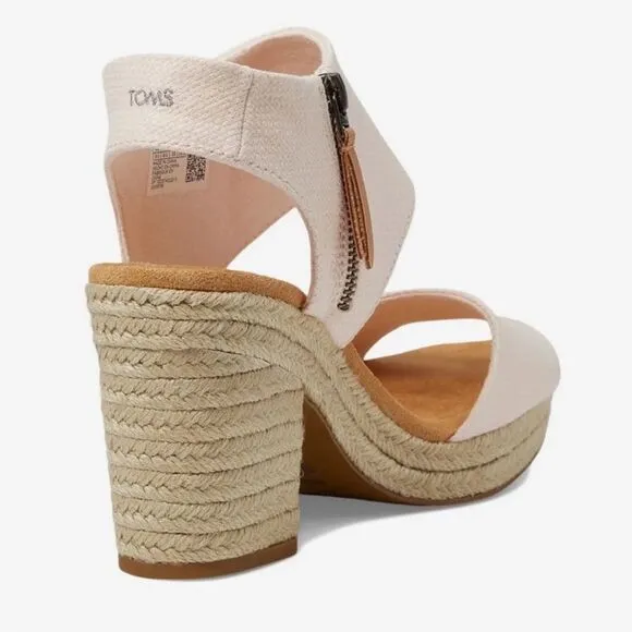 TOMS 11/42.5 Majorca Dusty Peach Platform City Espadrille Heel Zip Sandals